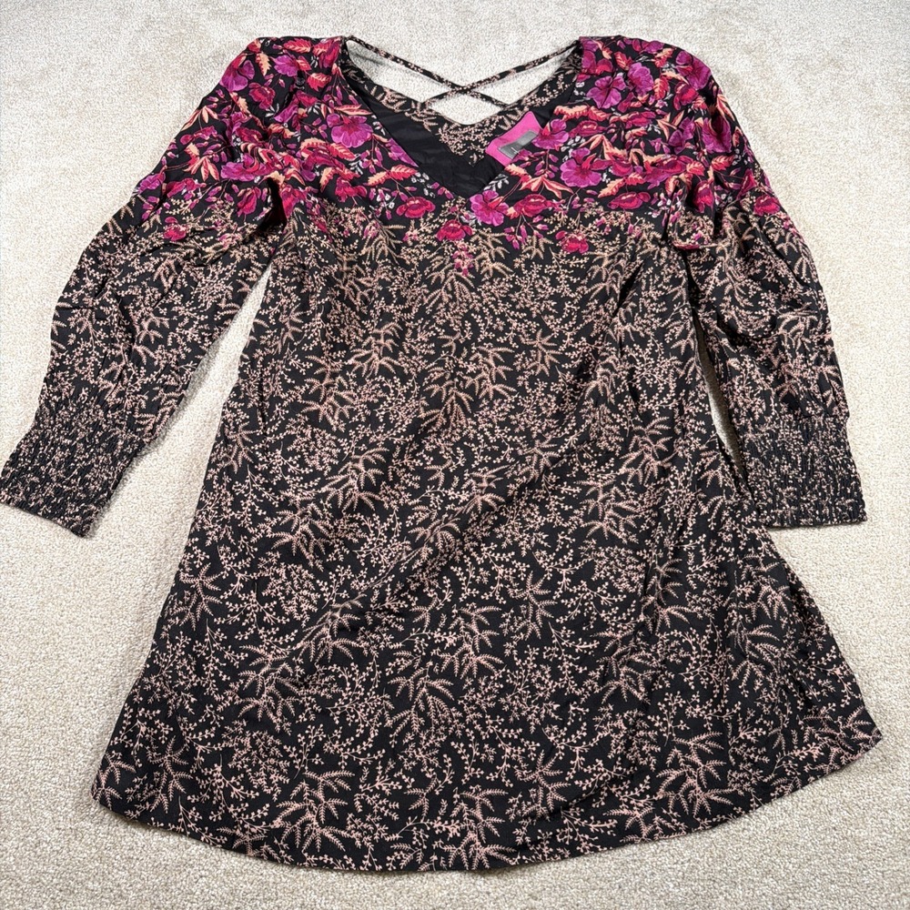 Anthropologie Womens Cyree‎ Floral Tunic Mini Dress 16 Petite Boho Lined NEW